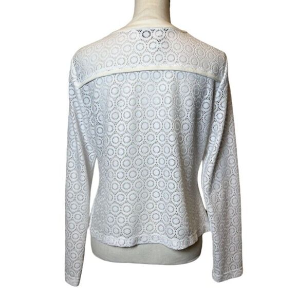 Doncaster White Sheer Lacy Crochet Look Zip Up Jacket Size 10 - Picture 2 of 11